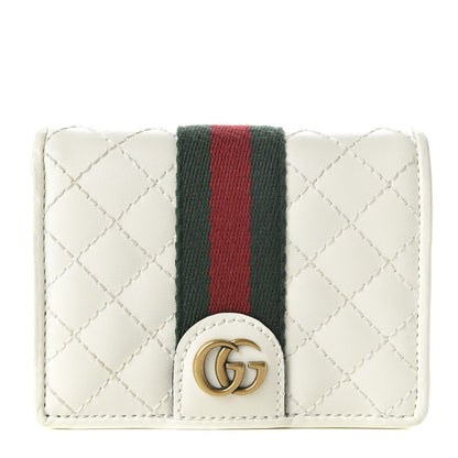 Gucci Calfskin Web Trapuntata GG Card Case Wallet Off White 3 of 8