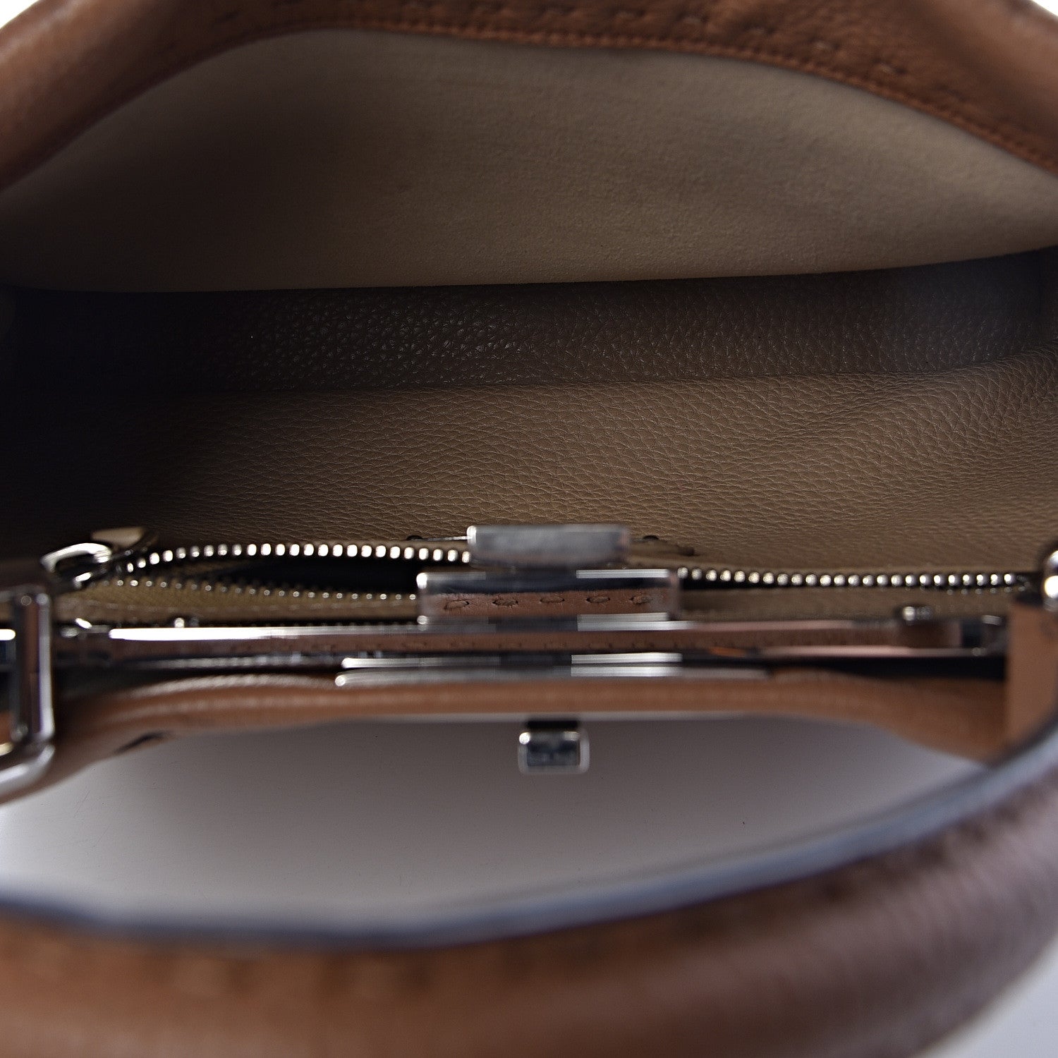 Fendi Cuoio Romano Selleria Bi-Color Medium Peekaboo Iconic Satchel Mou Deserto 5 of 12