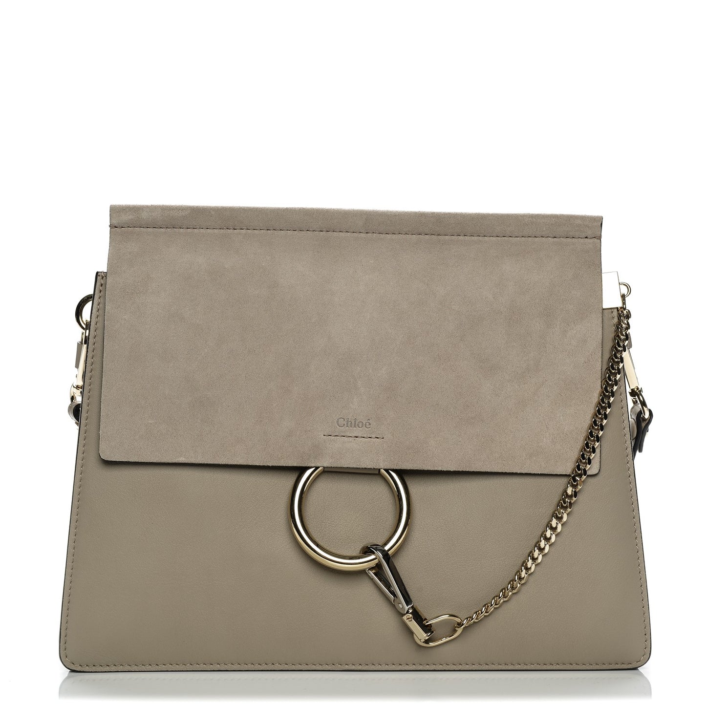 Calfskin Suede Medium Faye Shoulder Bag Motty Grey