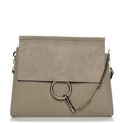 Chloe Calfskin Suede Medium Faye Shoulder Bag Motty Grey 1 of 7