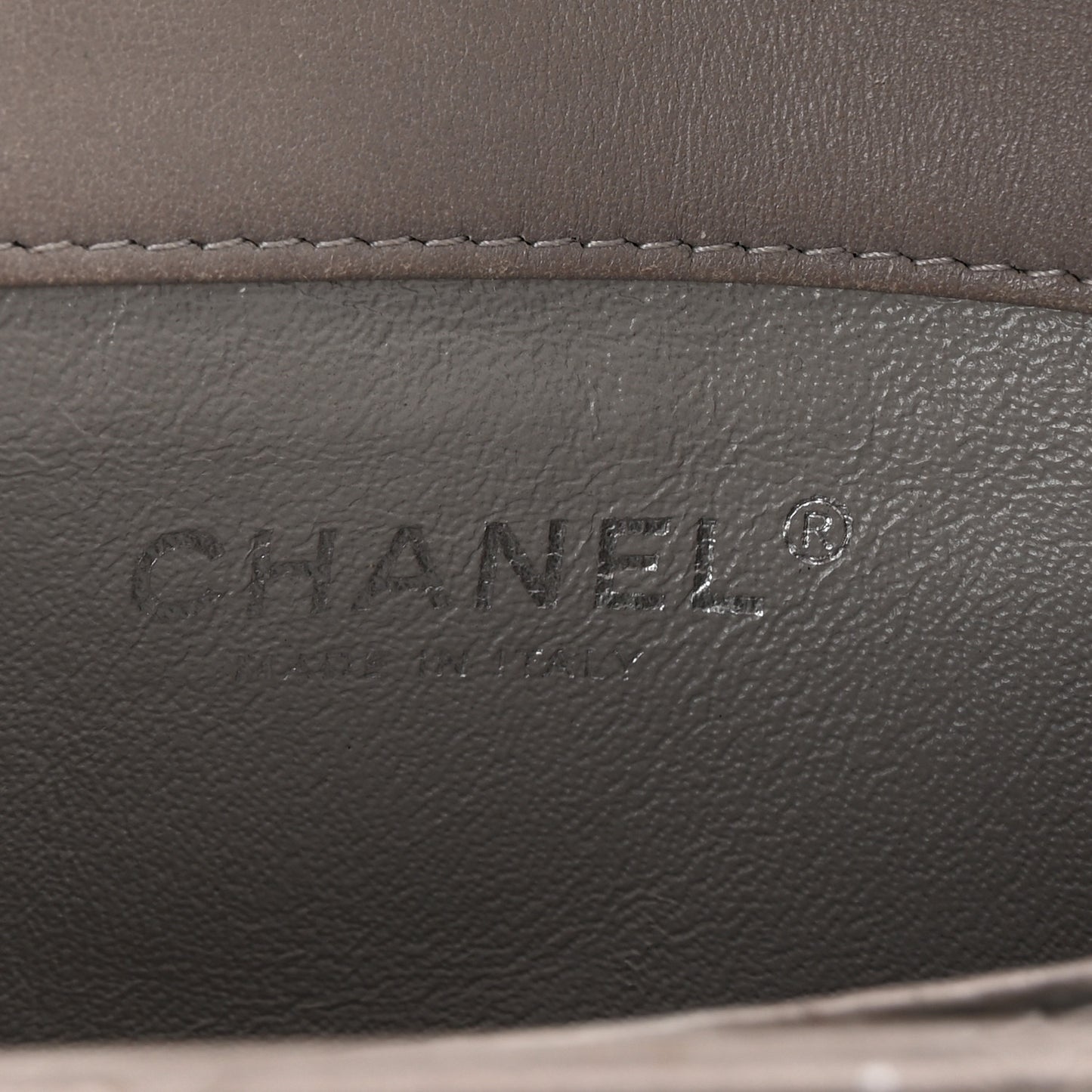 Lambskin Quilted Extra Mini Rectangular Flap Grey