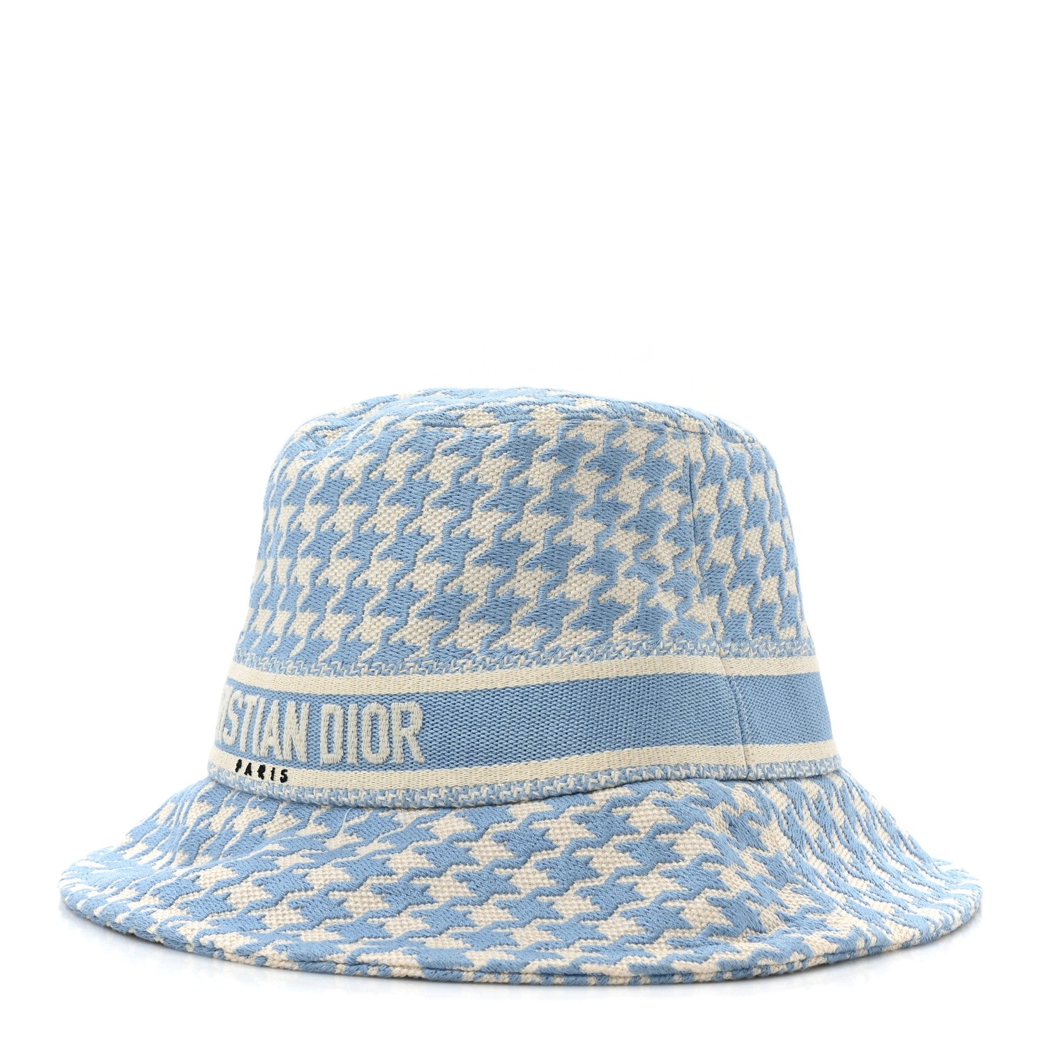 Christian Dior Pied De Poule Bucket Hat 59 Blue White 1 of 6
