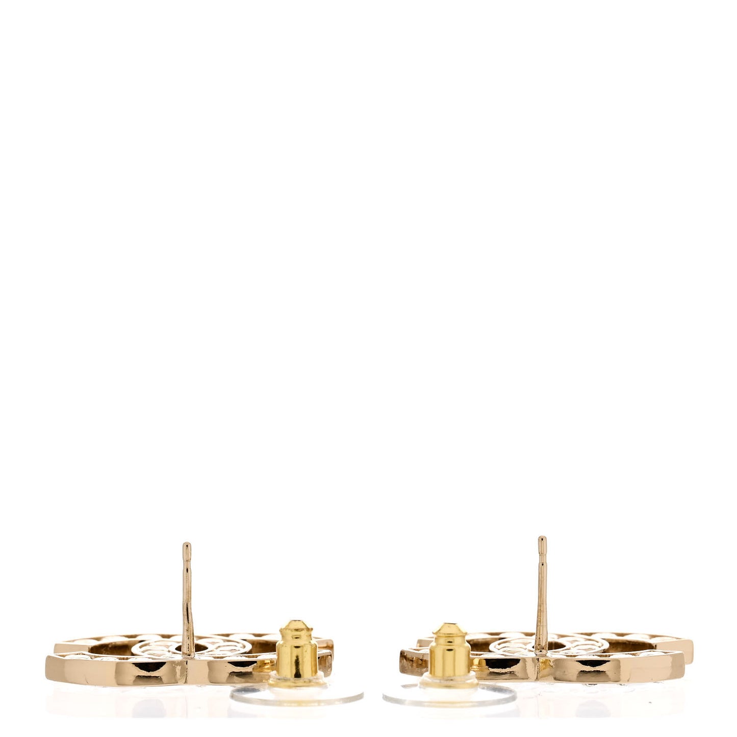 Metal Crystal Large CC Earrings Light Gold