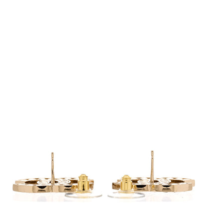 Chanel Metal Crystal Large CC Earrings Light Gold 3 of 5