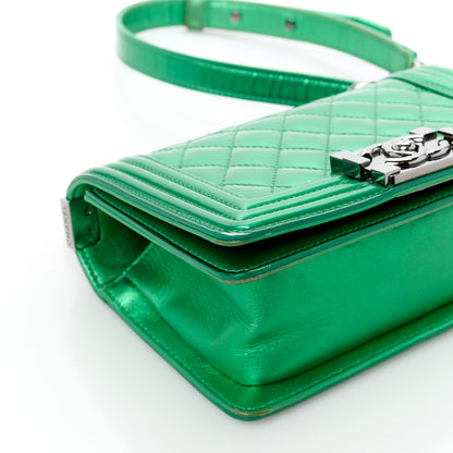Chanel Metallic Patent Calfskin Quilted Small Boy Flap Green 15 of 15
