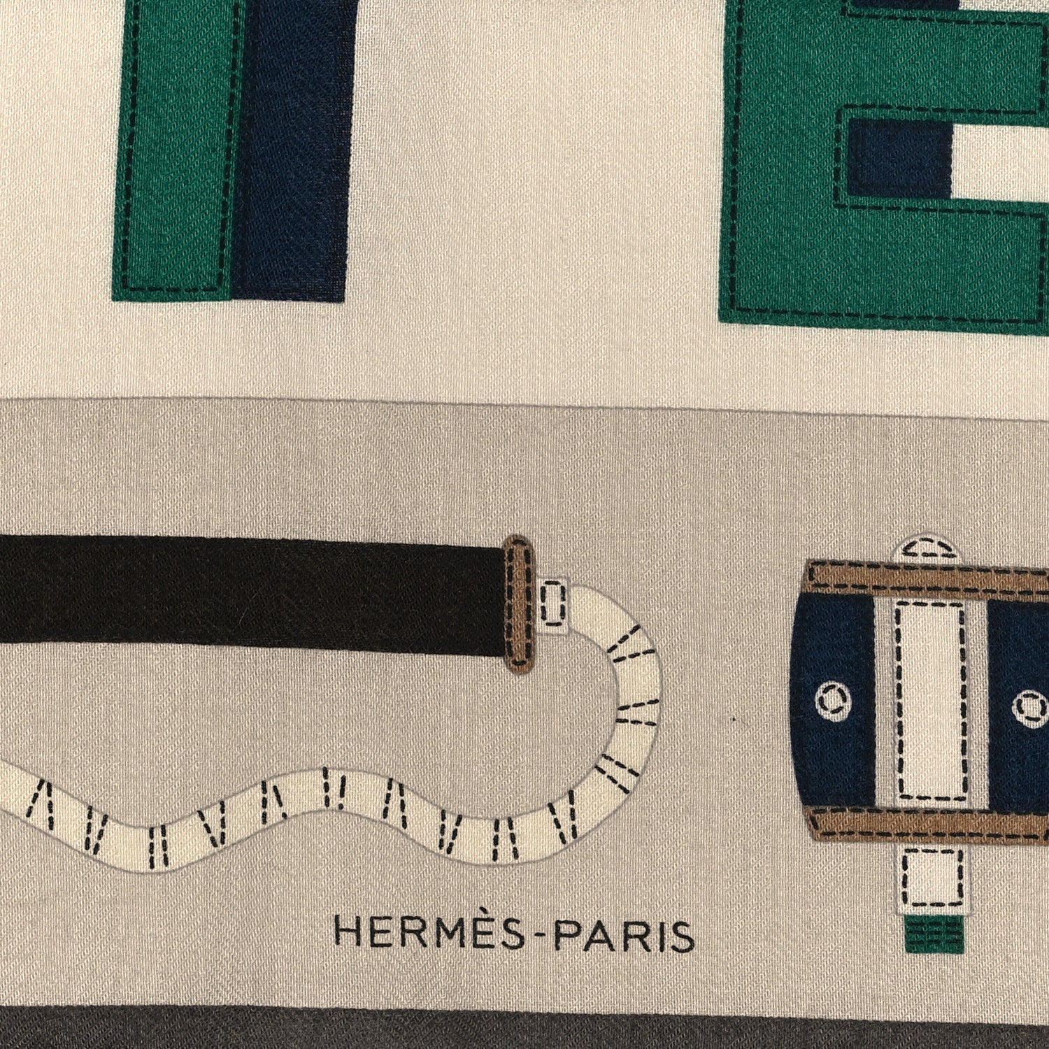 Hermes Cashmere Silk Jeu de Piste Bandana Scarf 65 Marine Black White 2 of 3