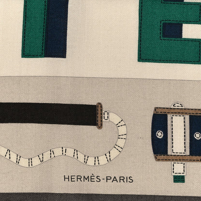 Hermes Cashmere Silk Jeu de Piste Bandana Scarf 65 Marine Black White 2 of 3