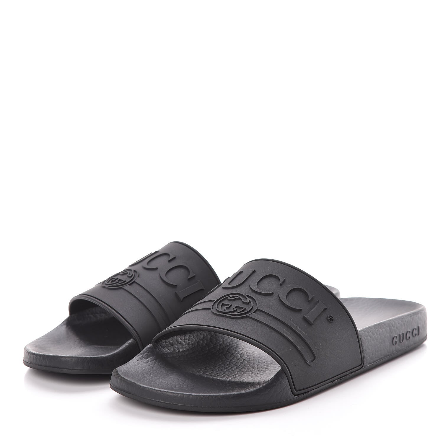 Gucci Rubber Womens Logo Slide Sandals 39 Black 3 of 10