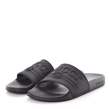 Gucci Rubber Womens Logo Slide Sandals 39 Black 3 of 10