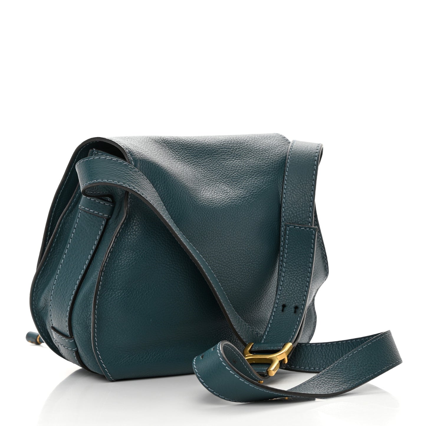 Grained Calfskin Medium Marcie Saddle Bag Navy Ink