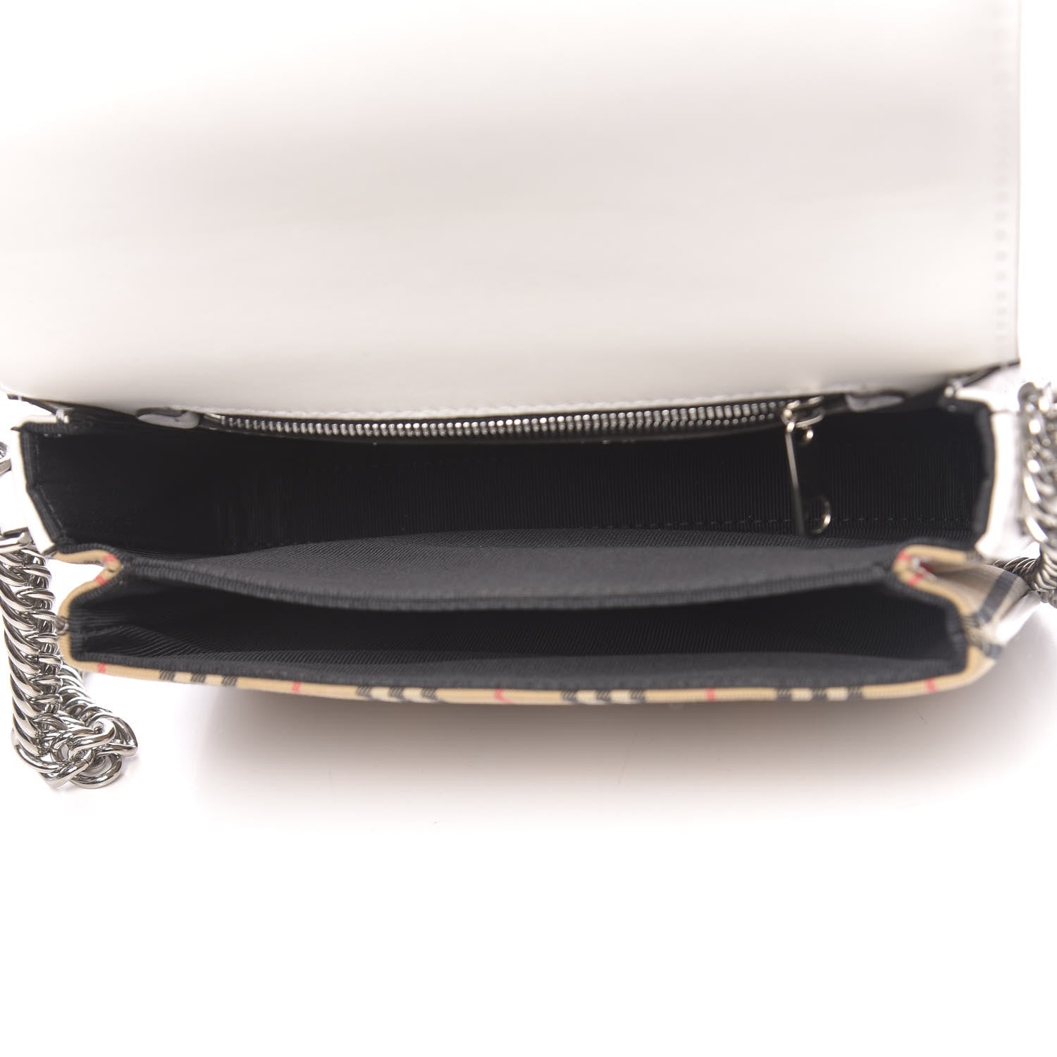 Burberry Smooth Calfskin 1983 Knight Check Link Shoulder Bag White 5 of 9