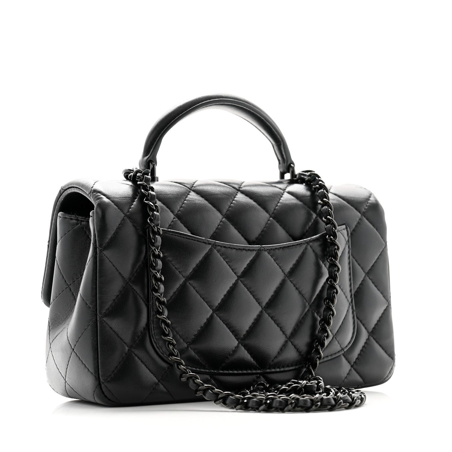 Chanel Lambskin Quilted Mini Top Handle Rectangular Flap So Black 3 of 11