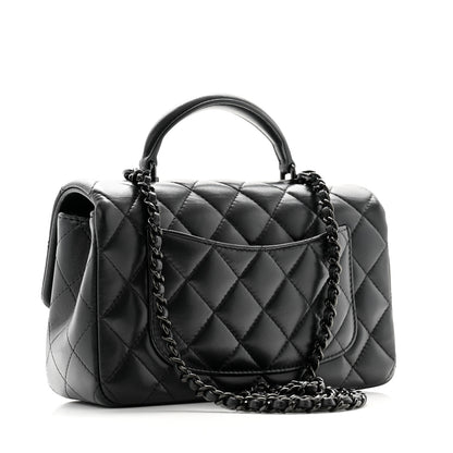 Chanel Lambskin Quilted Mini Top Handle Rectangular Flap So Black 3 of 11