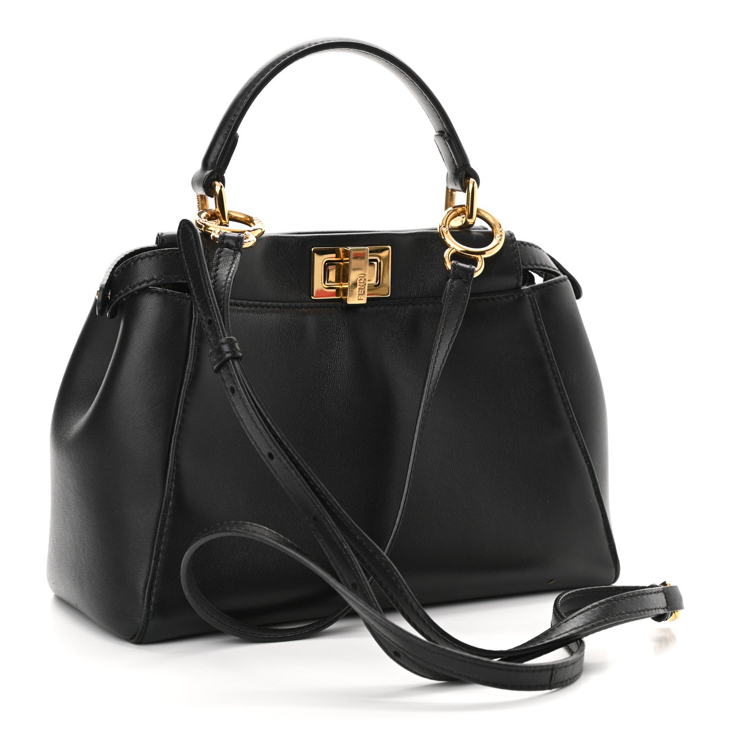 Fendi Nappa Mini Peekaboo Iconic Satchel Black 3 of 14