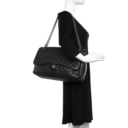 Chanel Metallized Calfskin Quilted Small XXL Travel Flap Bag Black 2 of 10