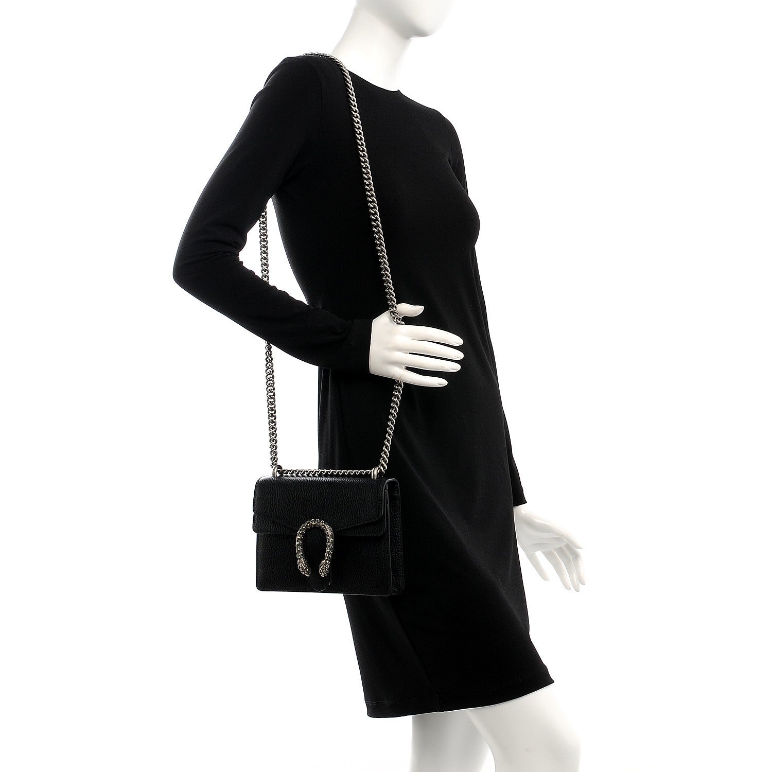 Gucci Calfskin Mini Dionysus Shoulder Bag Black 2 of 7