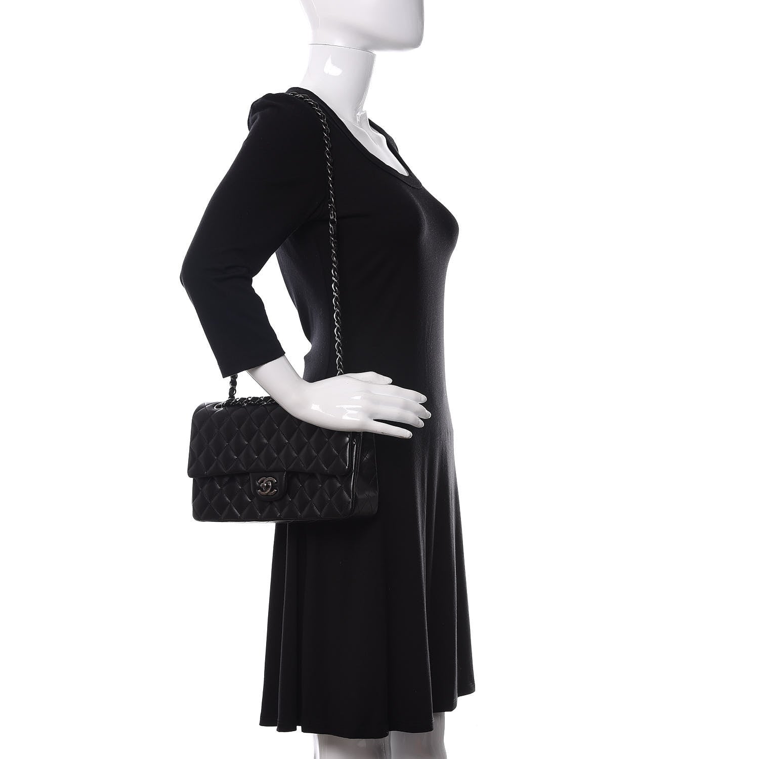 Chanel Lambskin Quilted Medium Double Flap Black 2 of 13