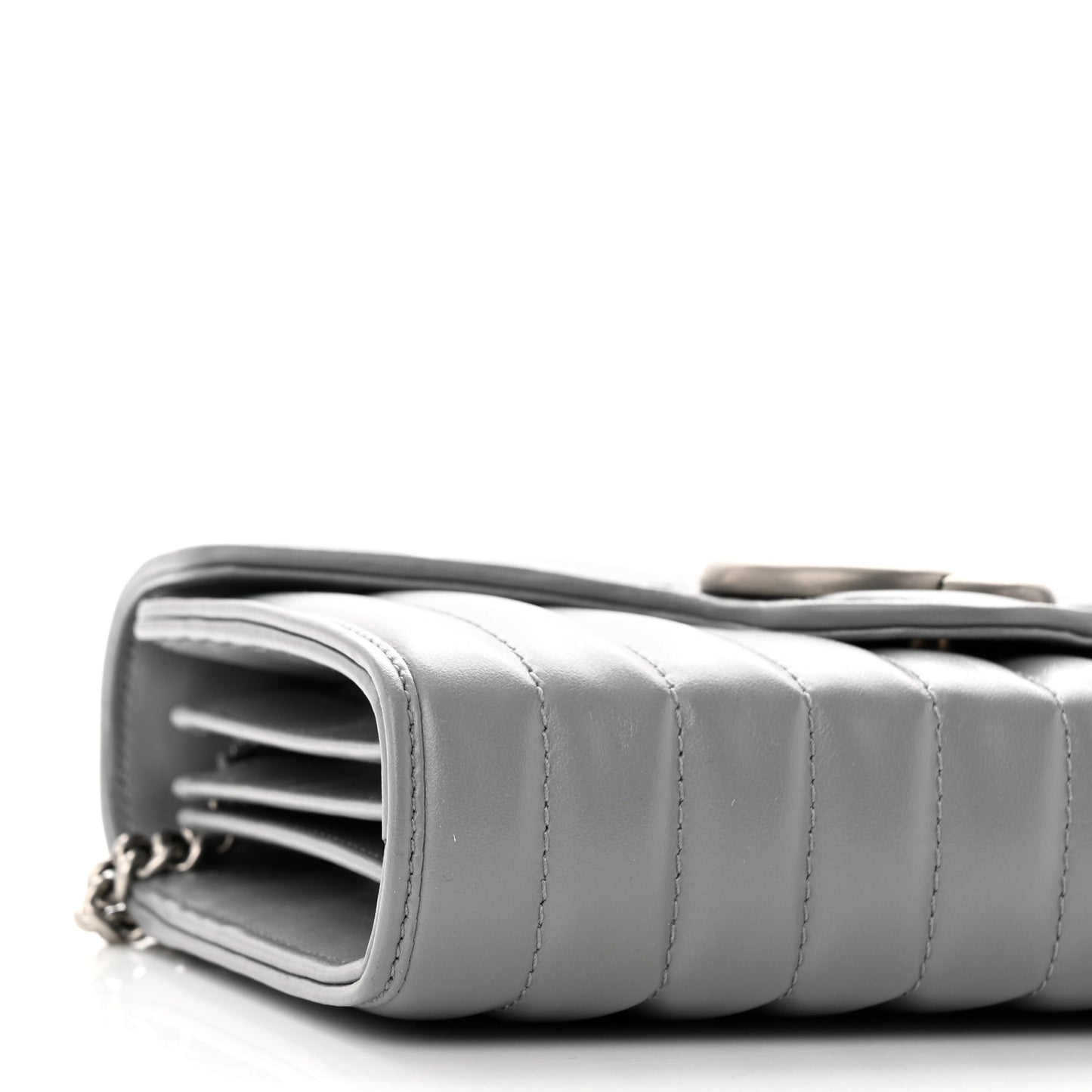 Calfskin Matelasse Aria GG Marmont Chain Wallet Deep Grey