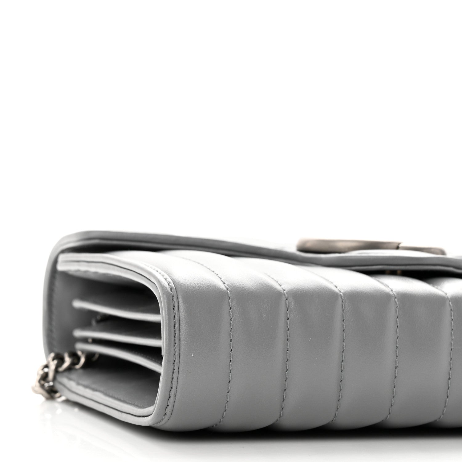 Gucci Calfskin Matelasse Aria GG Marmont Chain Wallet Deep Grey 9 of 10