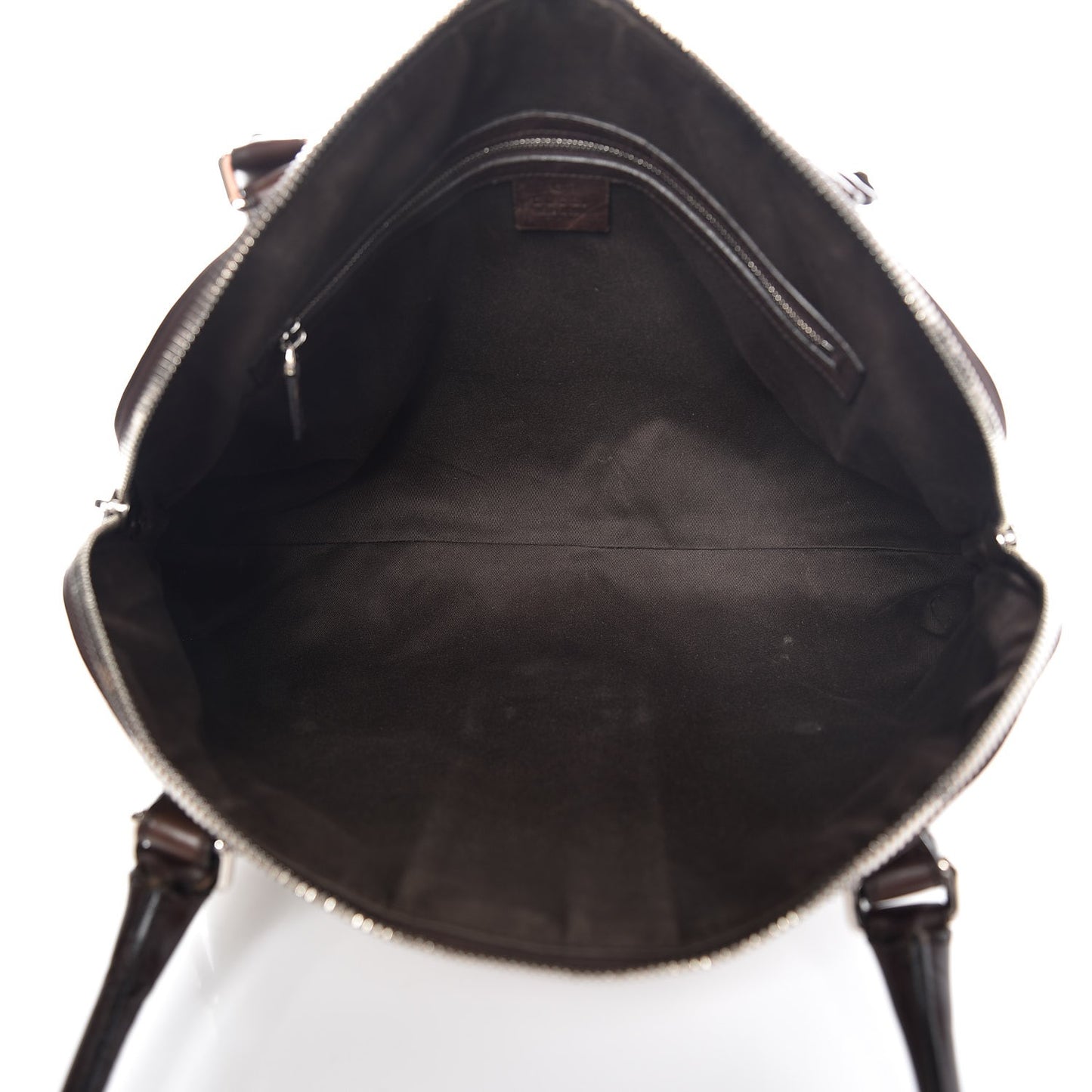 Canvas Calfskin Web GG Reins Zip Up Tote Bag Tan Brown