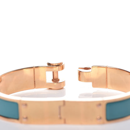 Hermes Enamel Charniere Uni Narrow Hinged Bracelet M Vert Bleuette 5 of 6