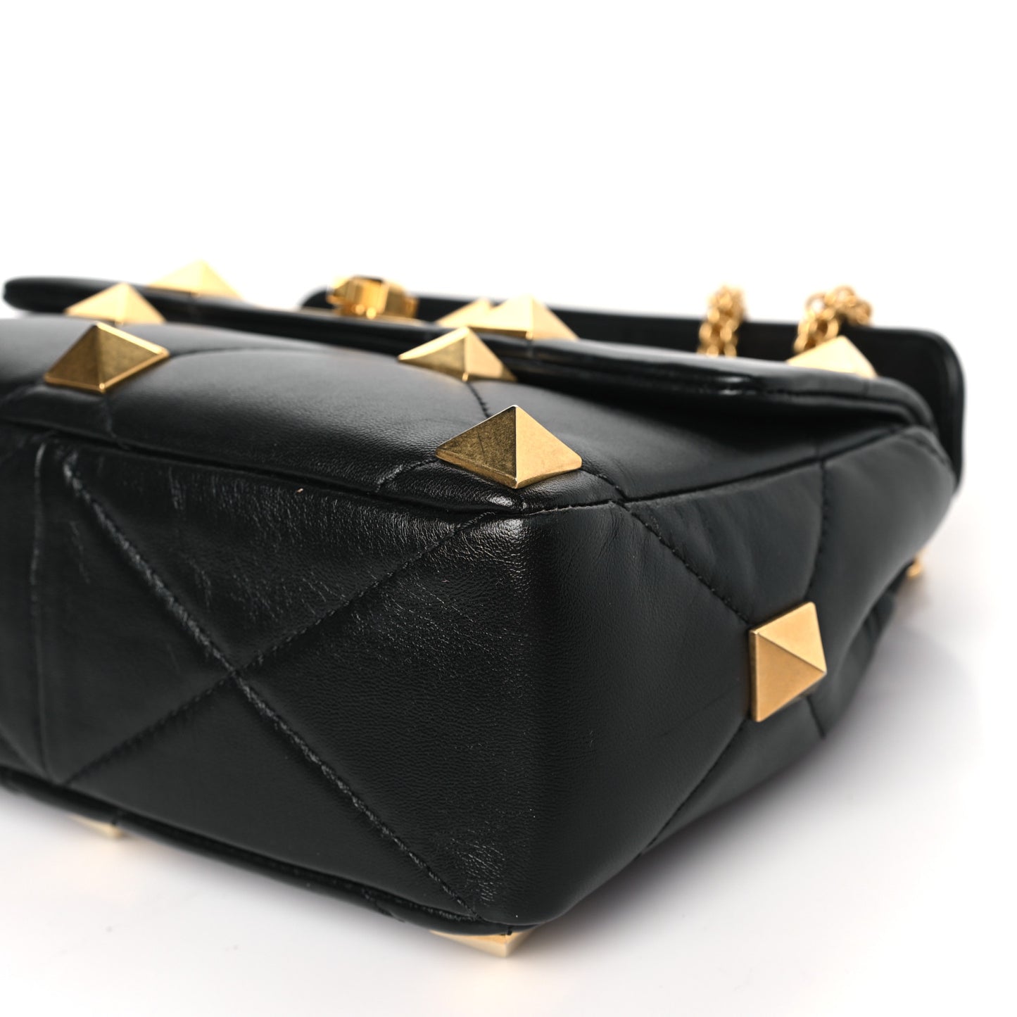 VALENTINO GARAVANI Nappa Medium Roman Stud Shoulder Bag Black