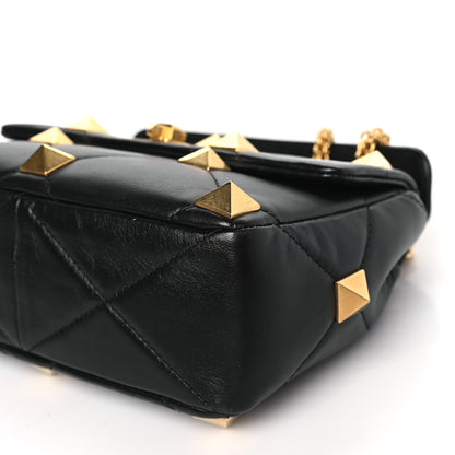 Valentino Garavani VALENTINO GARAVANI Nappa Medium Roman Stud Shoulder Bag Black 8 of 8