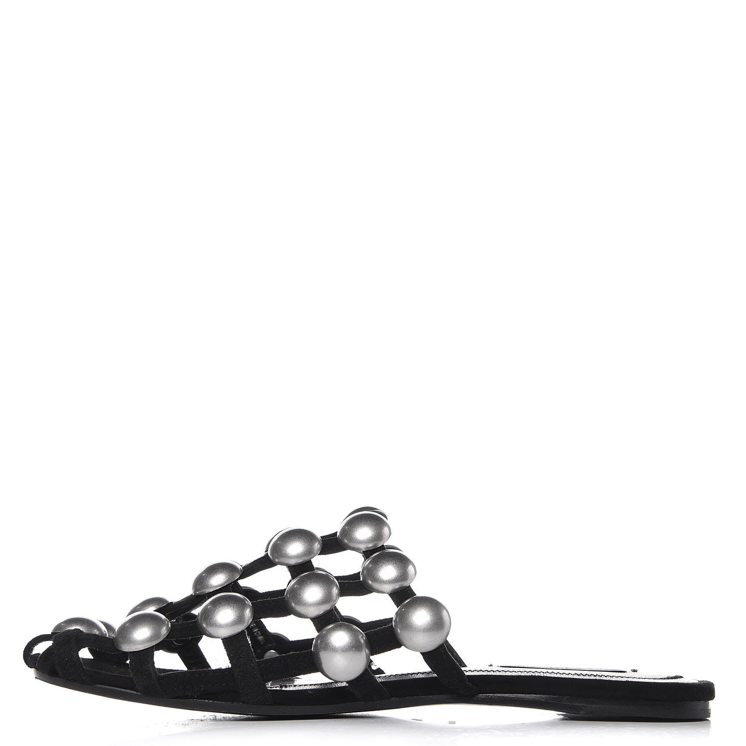 Alexander Wang Suede Studded Amelia Slide Sandals 36 Black 1 of 9