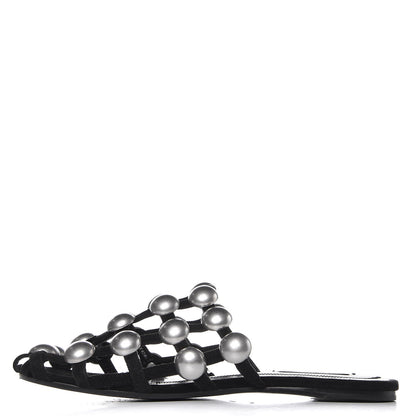 Alexander Wang Suede Studded Amelia Slide Sandals 36 Black 1 of 9