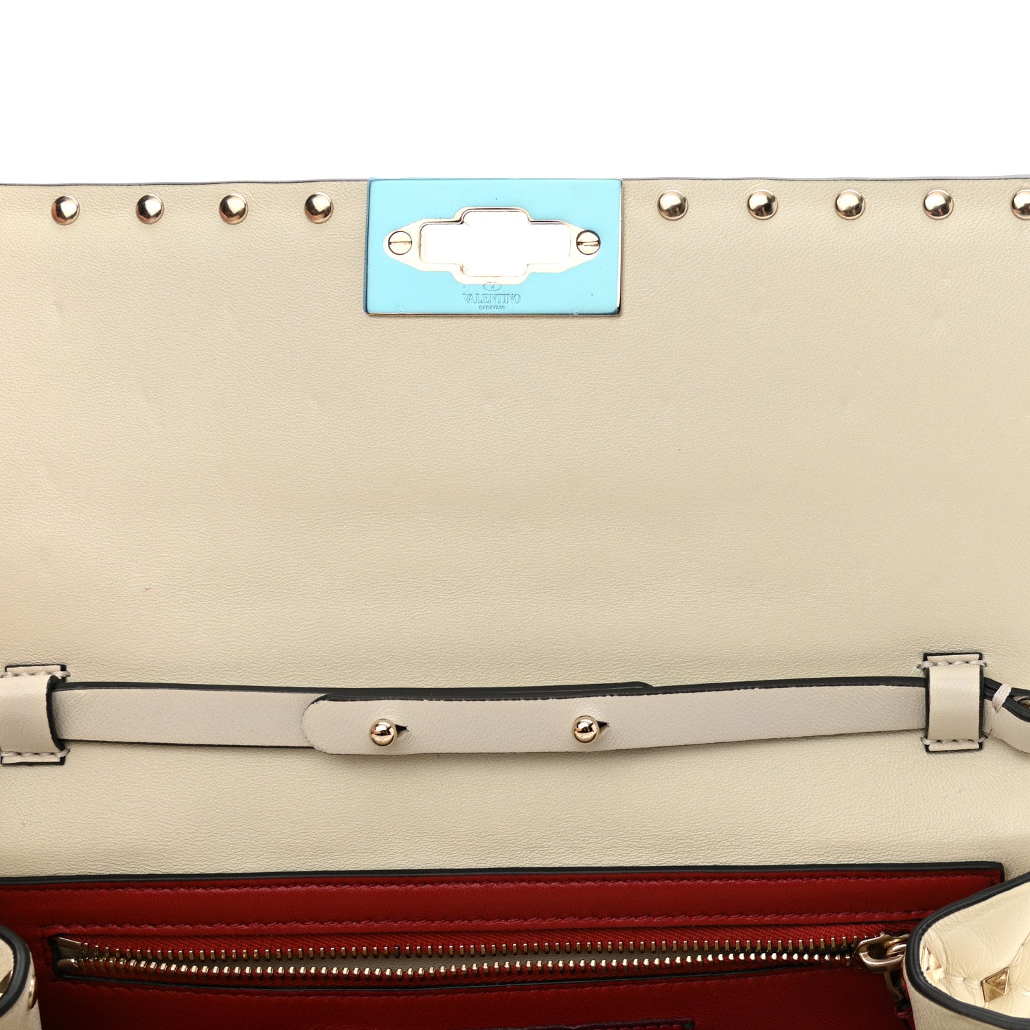 Valentino Garavani Nappa Rockstud Spike Wallet on Chain Light Ivory 10 of 11