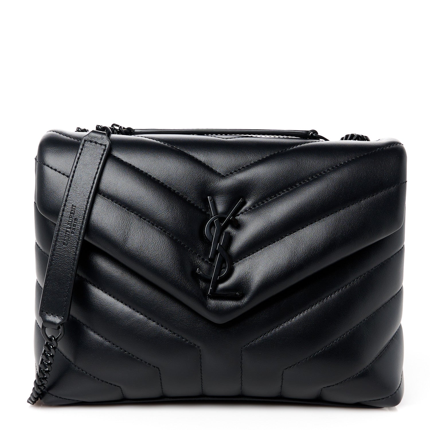 Saint Laurent Calfskin Y Quilted Monogram Monochrome Small Loulou Chain Satchel Black 1 of 11