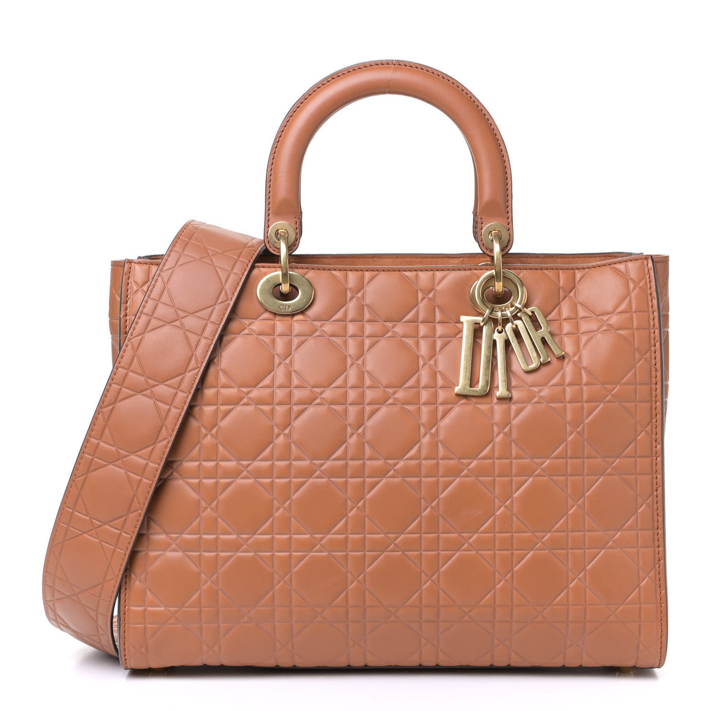 Lambskin Cannage Large Lady Dior Dark Beige
