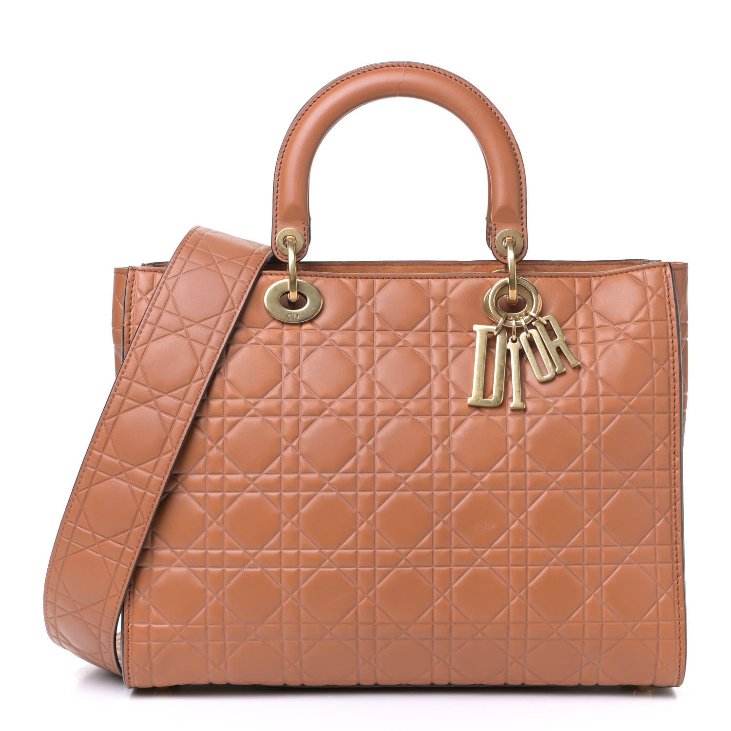 Christian Dior Lambskin Cannage Large Lady Dior Dark Beige 1 of 7