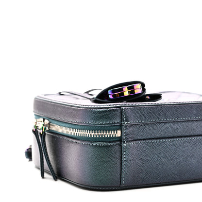 Chanel Iridescent Caviar Quilted Medium CC Filigree Vanity Case Dark Turquoise 9 of 11