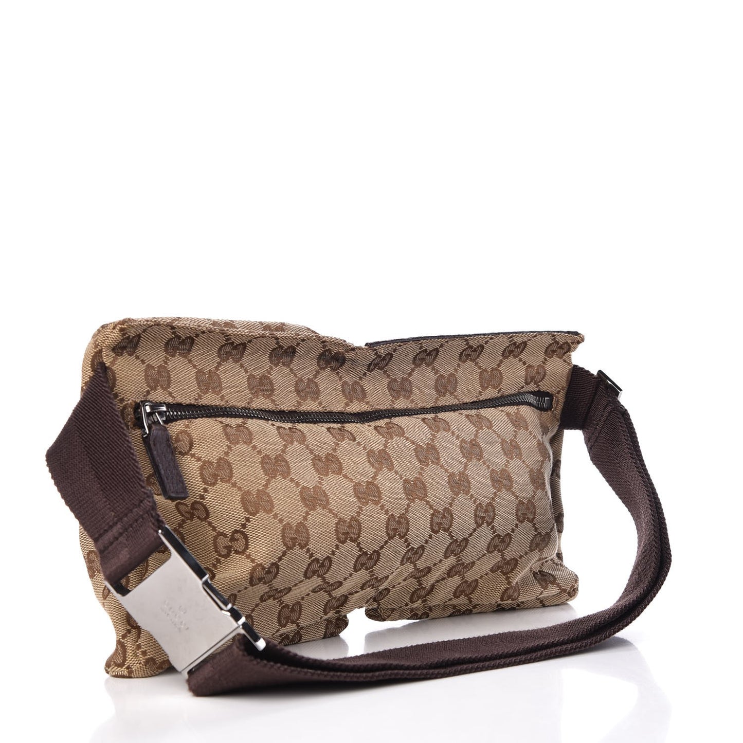 GG Monogram Double Pocket Belt Bag Dark Brown
