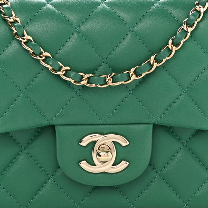 Chanel Lambskin Quilted Mini Top Handle Rectangular Flap Green 8 of 11