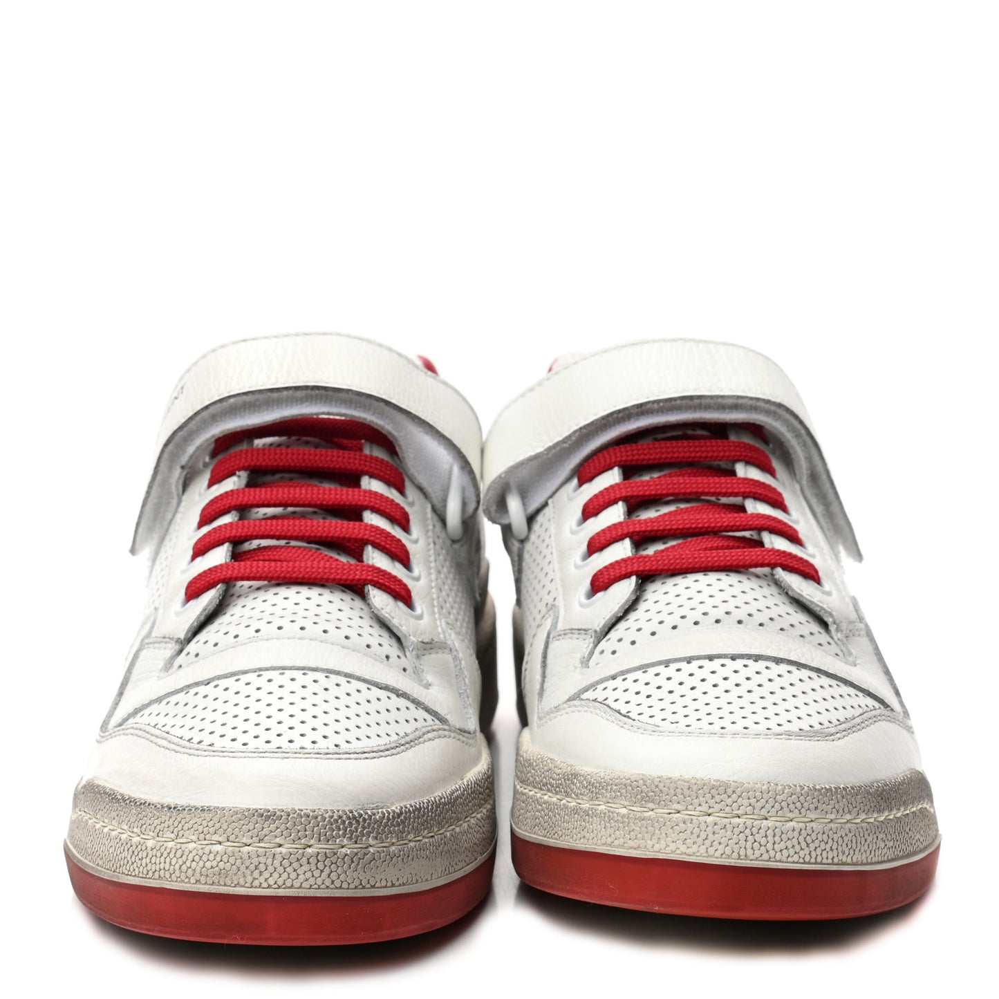 Perforated Calfskin Mens Jeddo Sneakers 41.5 White Red
