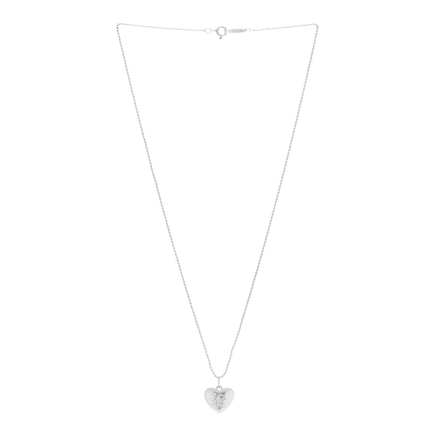Tiffany Sterling Silver I Love You Heart Locket Pendant Necklace 3 of 7