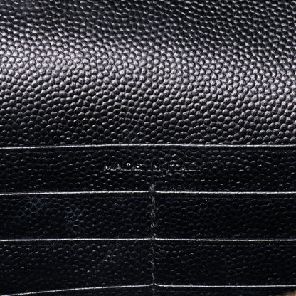 Saint Laurent Grain De Poudre Matelasse Chevron Monogram Chain Wallet Black 5 of 16