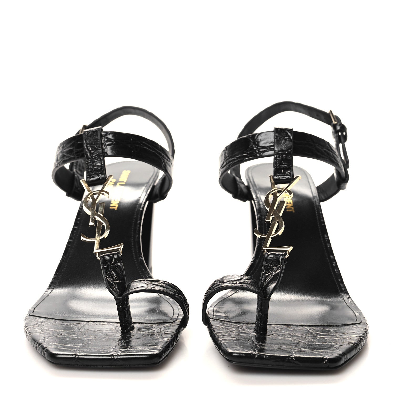 Saint Laurent Calfskin Cassandra 75 Sandals 38.5 Black 2 of 9