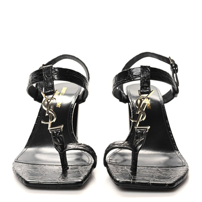 Saint Laurent Calfskin Cassandra 75 Sandals 38.5 Black 2 of 9
