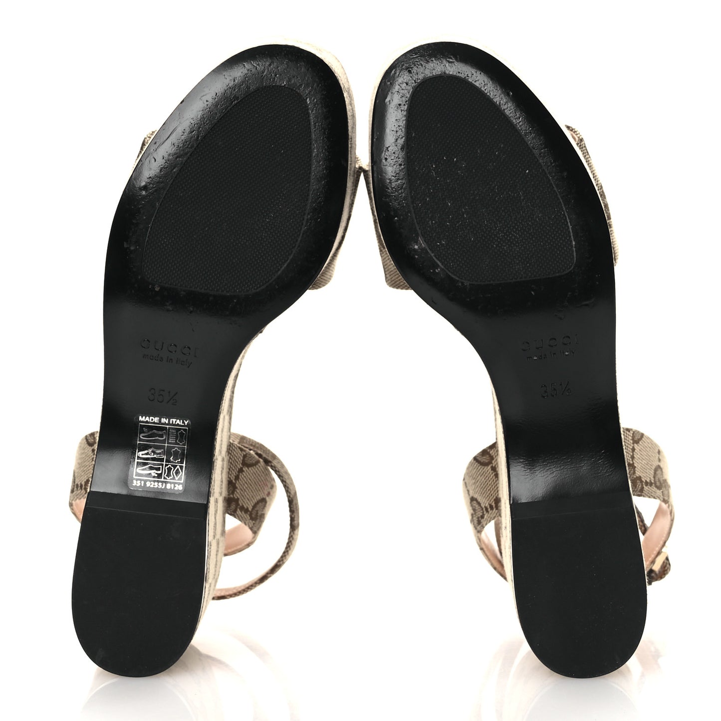 Monogram Nappa Chalotte Horsebit Ankle Strap 75mm Flatform Sandals 35.5 Beige Ebony