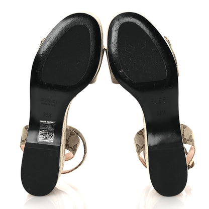 Gucci Monogram Nappa Chalotte Horsebit Ankle Strap 75mm Flatform Sandals 35.5 Beige Ebony 7 of 11