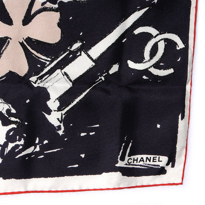 Chanel Silk Paris Scarf Navy Beige 3 of 5