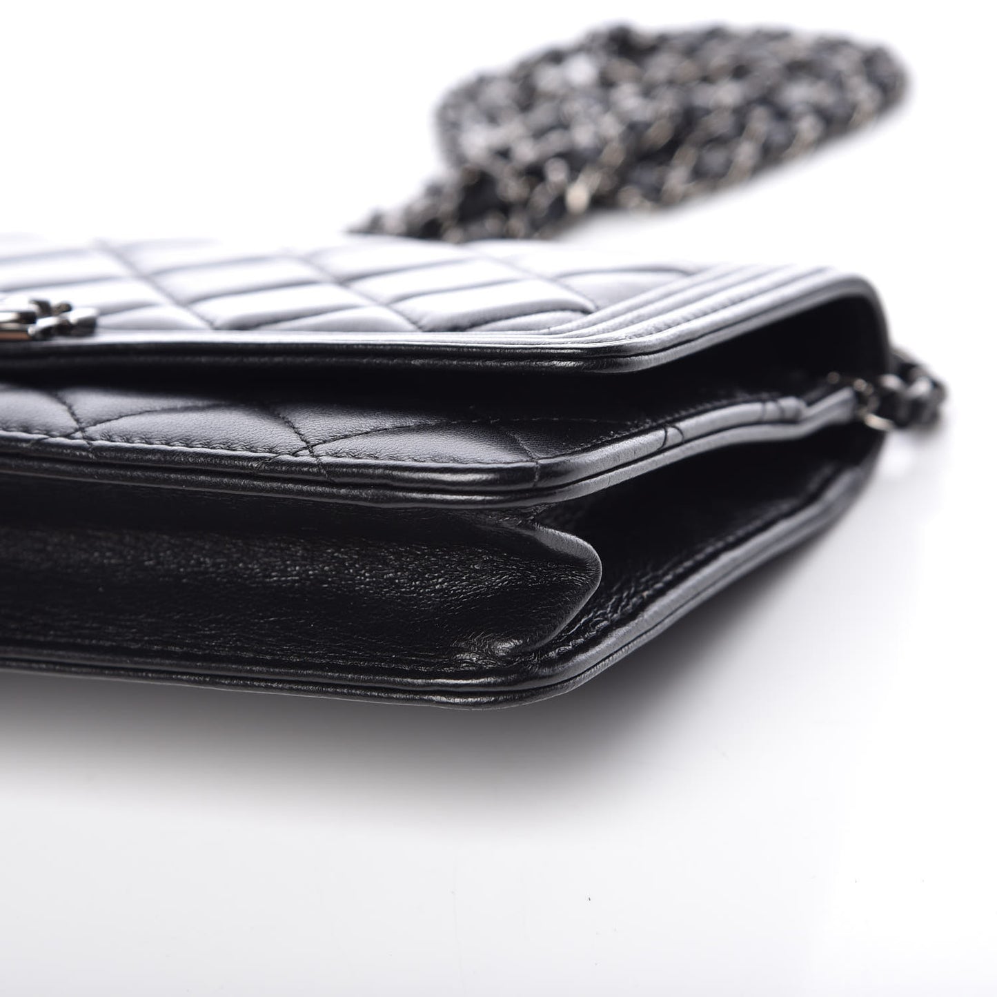 Lambskin Quilted Boy Wallet On Chain WOC Black