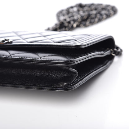 Chanel Lambskin Quilted Boy Wallet On Chain WOC Black 6 of 12