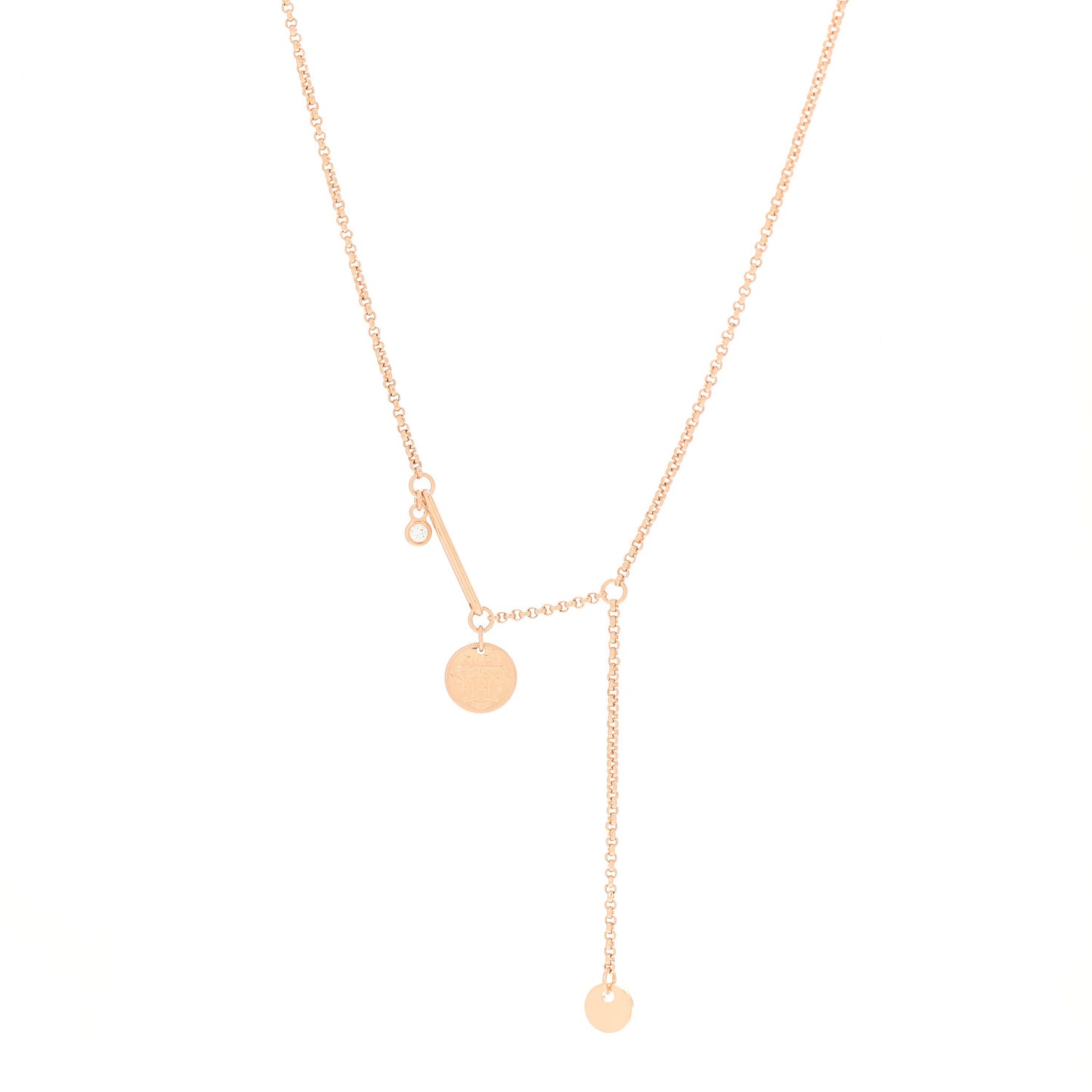 18K Rose Gold Diamond TPM Ex-Libris Pendant Necklace