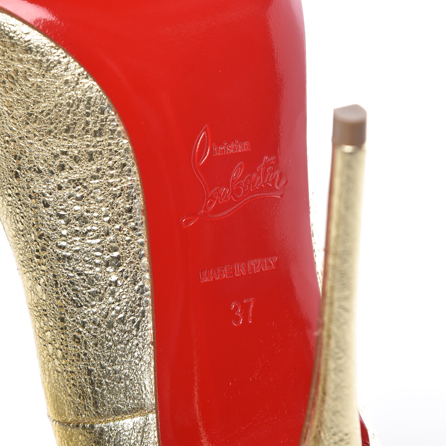 Christian Louboutin Nappa Pepite So Kate 120 Pumps 37 Gold 6 of 9