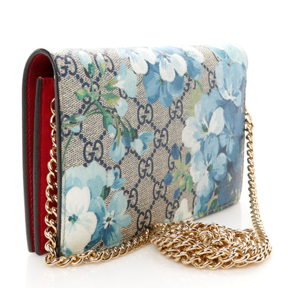 Gucci GG Supreme Monogram Blooms Chain Wallet Blue 3 of 11