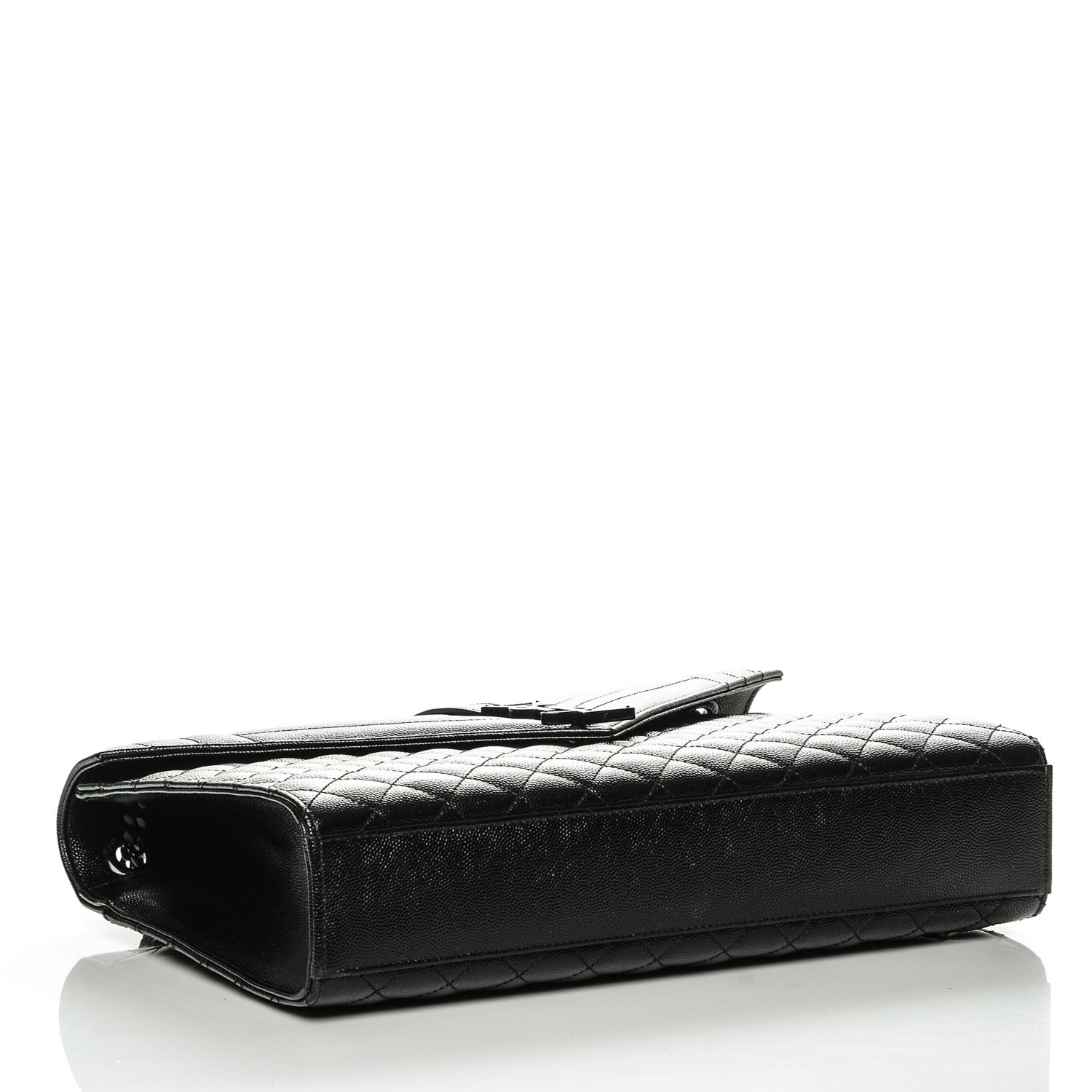 Saint Laurent Grain De Poudre Textured Mixed Matelasse Large Triquilt Monogram Monochrome Satchel Black 4 of 7